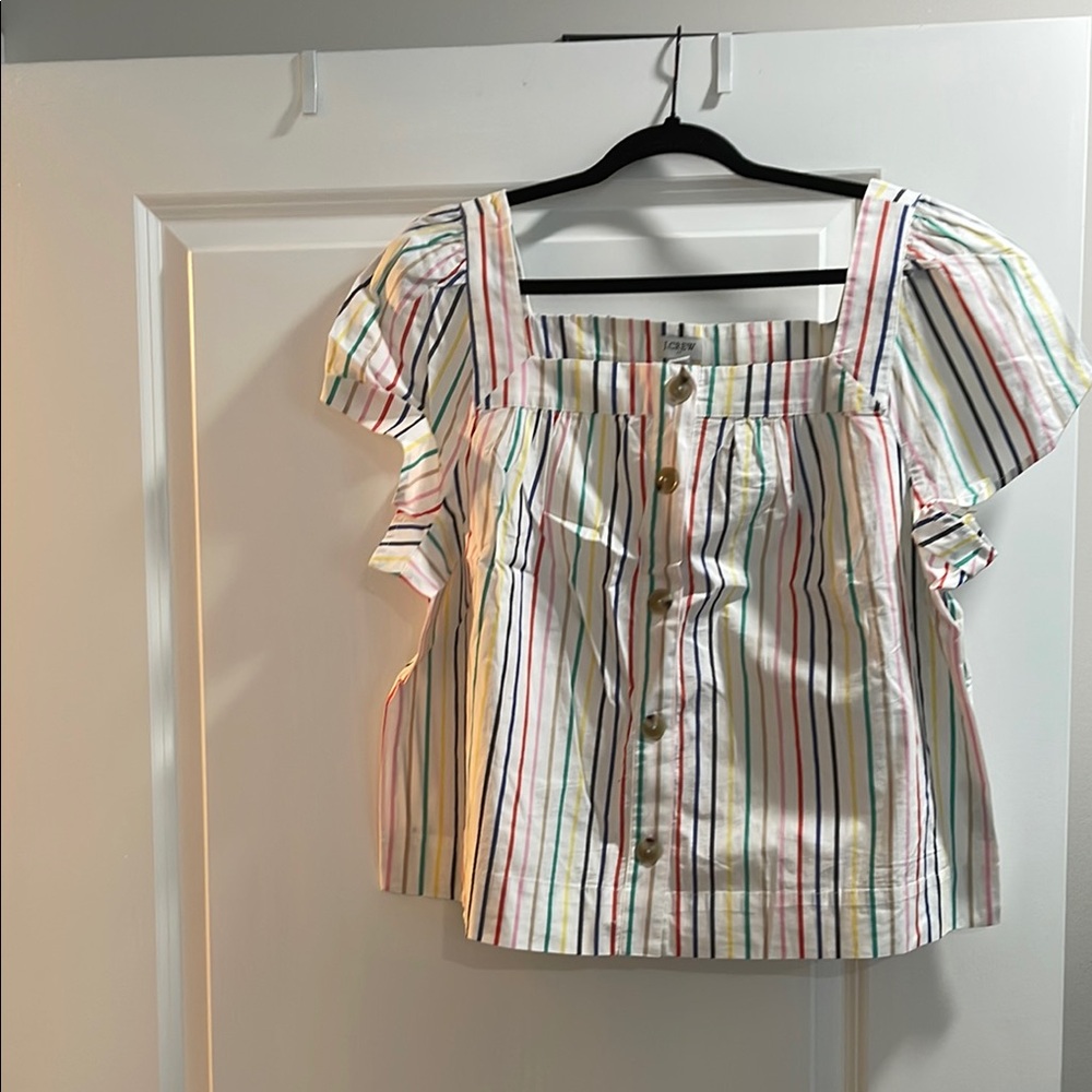 J. Crew Red and White Midi Skirt & top